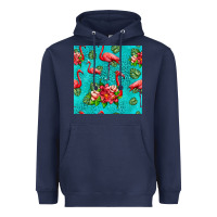 Navy flamingo seamless pattern Heavyweight Hoodie - HRA Design Shop