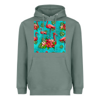 Sage flamingo seamless pattern Heavyweight Hoodie - HRA Design Shop