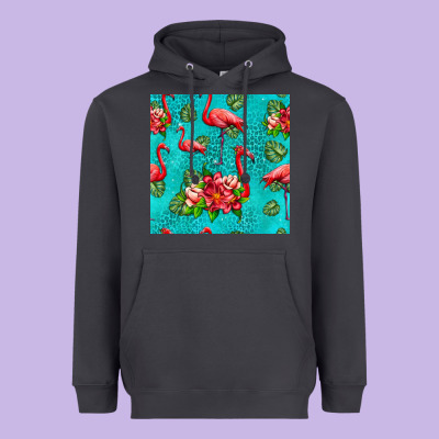 Flamingo Seamless Pattern Heavyweight Hoodie Designed By Hra Design Shop