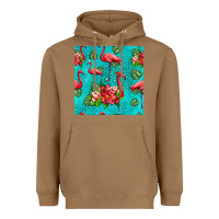 Toasted Coconut flamingo seamless pattern Heavyweight Hoodie - HRA Design Shop