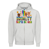 Dove Grey equality hurts no one with fists Zipper Hoodie - texasbilliewilder