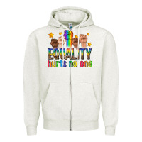 Oatmeal Heather equality hurts no one with fists Zipper Hoodie - texasbilliewilder