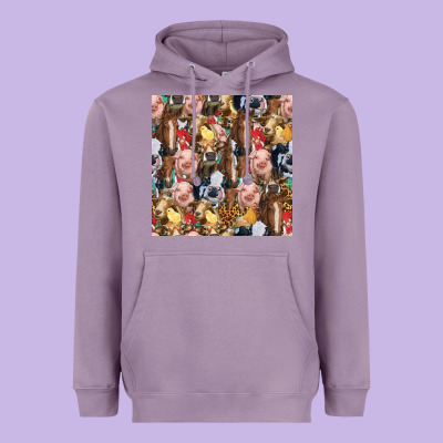 Western Farm Animals Seamless Pattern Heavyweight Hoodie Designed By Hra Design Shop