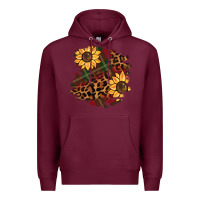 Burgundy Christmas leopard sunflower Premium Hoodie - BarkalooDesign