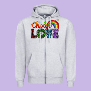 Choose Love Zipper Hoodie Designed By Texasbilliewilder