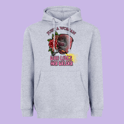 Just A Woman Who Loves Her Welder Heavyweight Hoodie Designed By Sublimationcraftshop