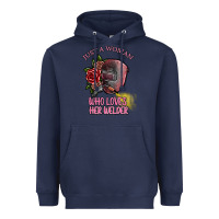 Navy just a woman who loves her welder Heavyweight Hoodie - SublimationCraftShop