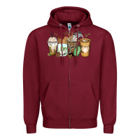 Burgundy latte coffee cups Zipper Hoodie - Zillion Design Studio