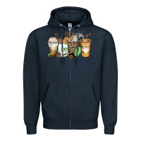 Navy latte coffee cups Zipper Hoodie - Zillion Design Studio