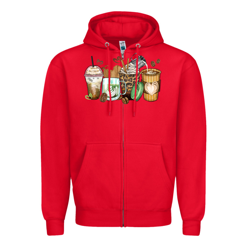 Latte Coffee Cups Zipper Hoodie by Zillion Design Studio | Teevron