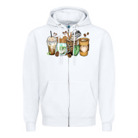 White latte coffee cups Zipper Hoodie - Zillion Design Studio