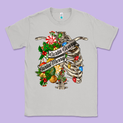 Sorta Merry Sorta Scary Chest Classic Tee Designed By Fadigitalartstudio