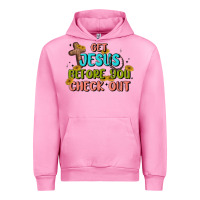 Fuchsia Pink get jesus before you check out Urban Hoodie - MaliasSmallBusiness