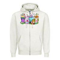 Oatmeal Heather easter coffee cups Zipper Hoodie - Zillion Design Studio