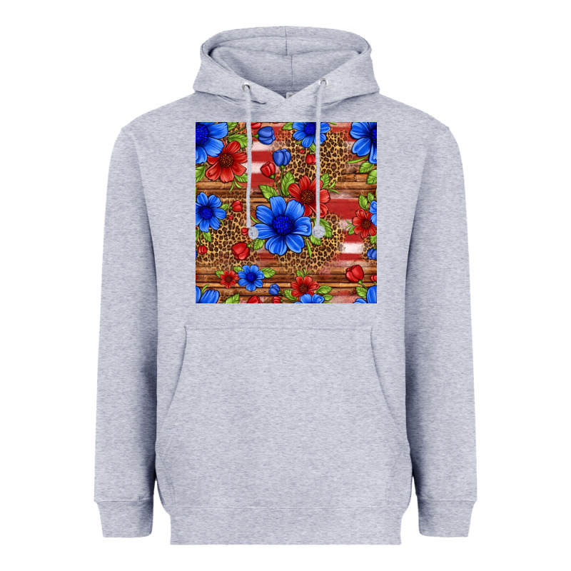 Patriotic Flowers Seamless Pattern Heavyweight Hoodie by HRA Design Shop | Teevron