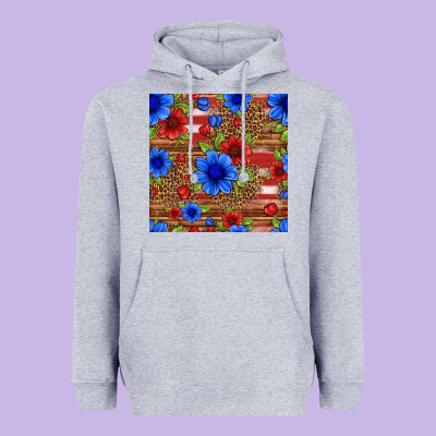 Patriotic Flowers Seamless Pattern Heavyweight Hoodie Designed By Hra Design Shop