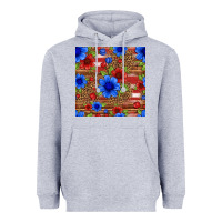 Heather Grey patriotic flowers seamless pattern Heavyweight Hoodie - HRA Design Shop
