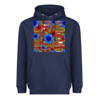 Navy patriotic flowers seamless pattern Heavyweight Hoodie - HRA Design Shop