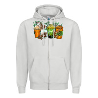 Dove Grey sloth coffee cups Zipper Hoodie - Zillion Design Studio