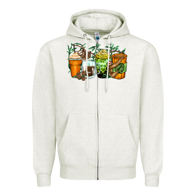 Sloth Coffee Cups Zipper Hoodie by Zillion Design Studio | Teevron