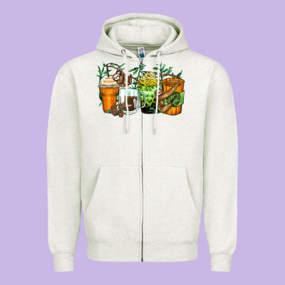 Zipper Hoodie sloth coffee cups