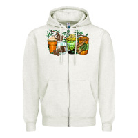 Oatmeal Heather sloth coffee cups Zipper Hoodie - Zillion Design Studio