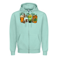 Seafoam sloth coffee cups Zipper Hoodie - Zillion Design Studio