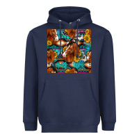 Navy sunflower horses seamless pattern Heavyweight Hoodie - HRA Design Shop