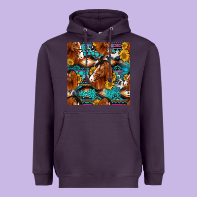 Sunflower Horses Seamless Pattern Heavyweight Hoodie Designed By Hra Design Shop
