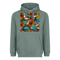 Sage sunflower horses seamless pattern Heavyweight Hoodie - HRA Design Shop