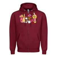 Burgundy princess cartoon coffee cups Zipper Hoodie - Zillion Design Studio