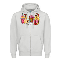 Dove Grey princess cartoon coffee cups Zipper Hoodie - Zillion Design Studio