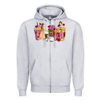 Heather Grey princess cartoon coffee cups Zipper Hoodie - Zillion Design Studio