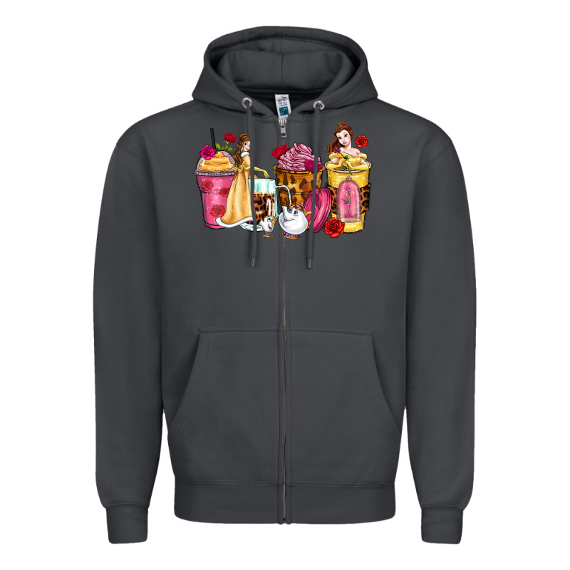 Princess Cartoon Coffee Cups Zipper Hoodie by Zillion Design Studio | Teevron