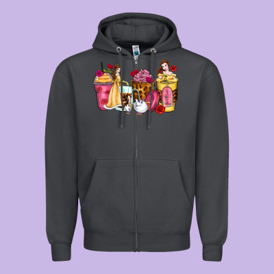 Zipper Hoodie princess cartoon coffee cups