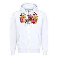 White princess cartoon coffee cups Zipper Hoodie - Zillion Design Studio