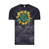Cloud Black sunflower with gemstone and cowhide Vintage Tee - Artiststas
