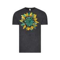 Vintage Black sunflower with gemstone and cowhide Vintage Tee - Artiststas