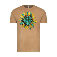 Vintage Camel sunflower with gemstone and cowhide Vintage Tee - Artiststas