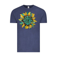 Vintage Denim sunflower with gemstone and cowhide Vintage Tee - Artiststas