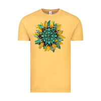 Vintage Mustard sunflower with gemstone and cowhide Vintage Tee - Artiststas