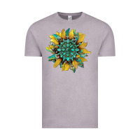 Vintage Zinc sunflower with gemstone and cowhide Vintage Tee - Artiststas