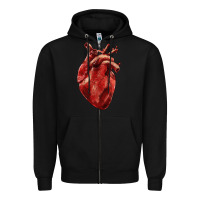 Black Anatomical heart Zipper Hoodie - RanaPortraitStore