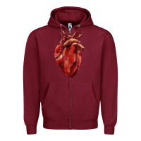 Burgundy Anatomical heart Zipper Hoodie - RanaPortraitStore