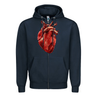 Navy Anatomical heart Zipper Hoodie - RanaPortraitStore