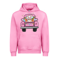 Fuchsia Pink easter bunny and truck Urban Hoodie - MaliasSmallBusiness