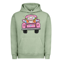 Pigment Oil Green easter bunny and truck Urban Hoodie - MaliasSmallBusiness