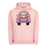 Pigment Salmon easter bunny and truck Urban Hoodie - MaliasSmallBusiness