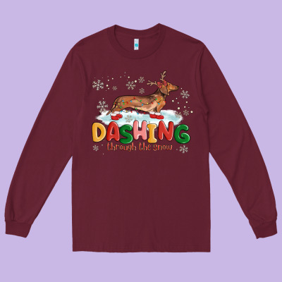 Long Sleeve Tee dachshund through the snow