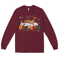 Burgundy dachshund through the snow Long Sleeve Tee - MaliasSmallBusiness
